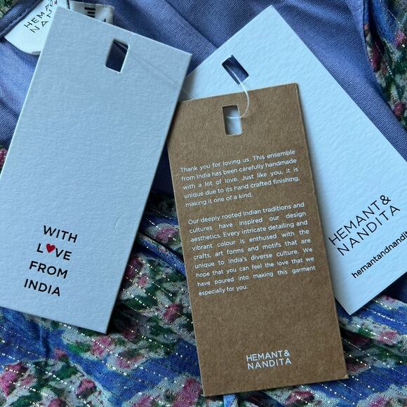 Hemant & Nandita Hera Dress Large Short Sleeve Tiered Georgette Mini - Picture 11 of 16